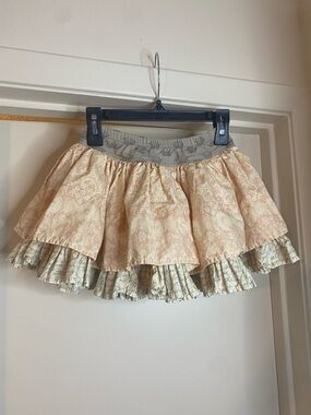Persnickety Peach & Cream Tiered Ruffle Skirt